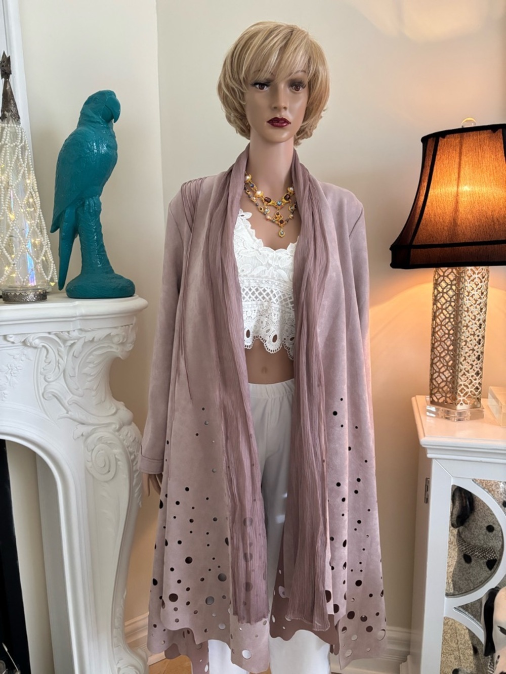 Talk of the Walk Mauve Blouse with Delicate Textured Yoke - Picture 2 of 13